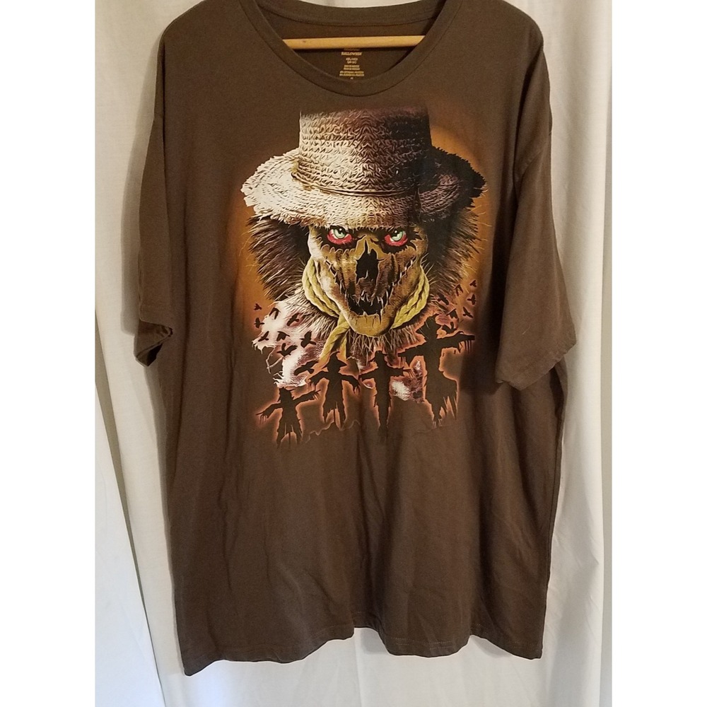 Celebrate Halloween Scarecrow T-shirt Men's 2XL Brown Graphic Cotton Blend